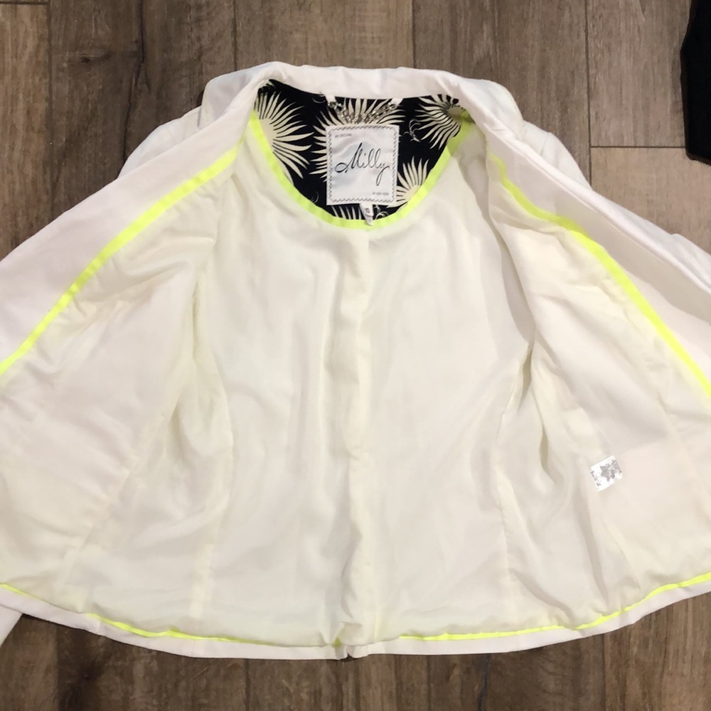 MILLY White Blazer Jacket w/Stretch - Picture 5 of 10